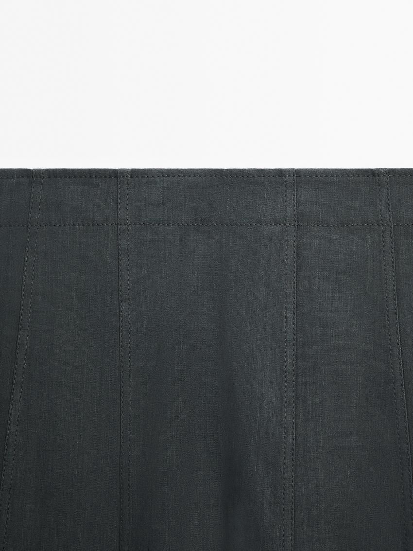 Massimo Dutti Long Flared With Topstitching Detail Women Skirts Dark Grey | US-GO1567392