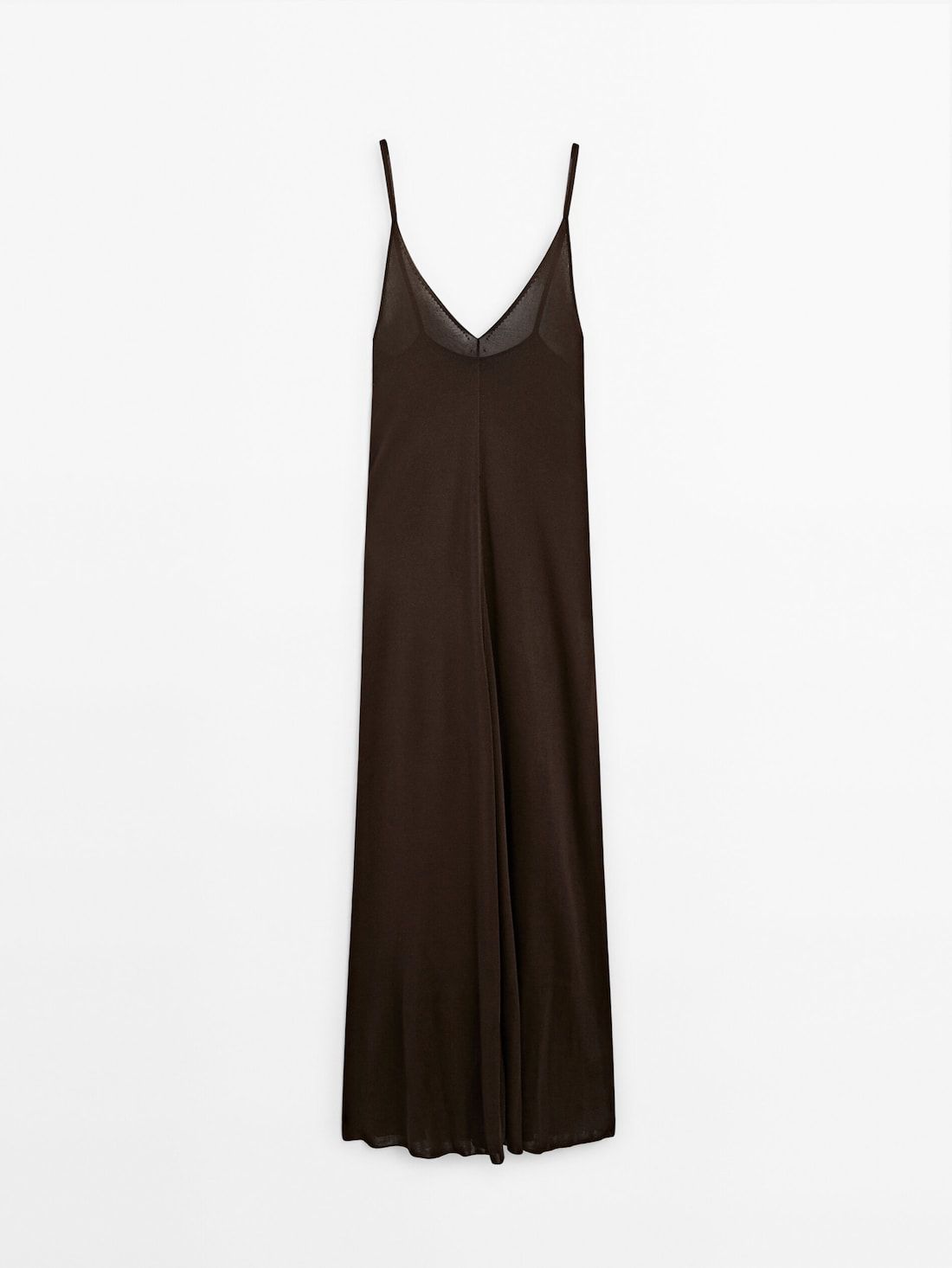 Massimo Dutti Long Knit With Metallic Thread Women Dress Dark Brown | US-UI9048126
