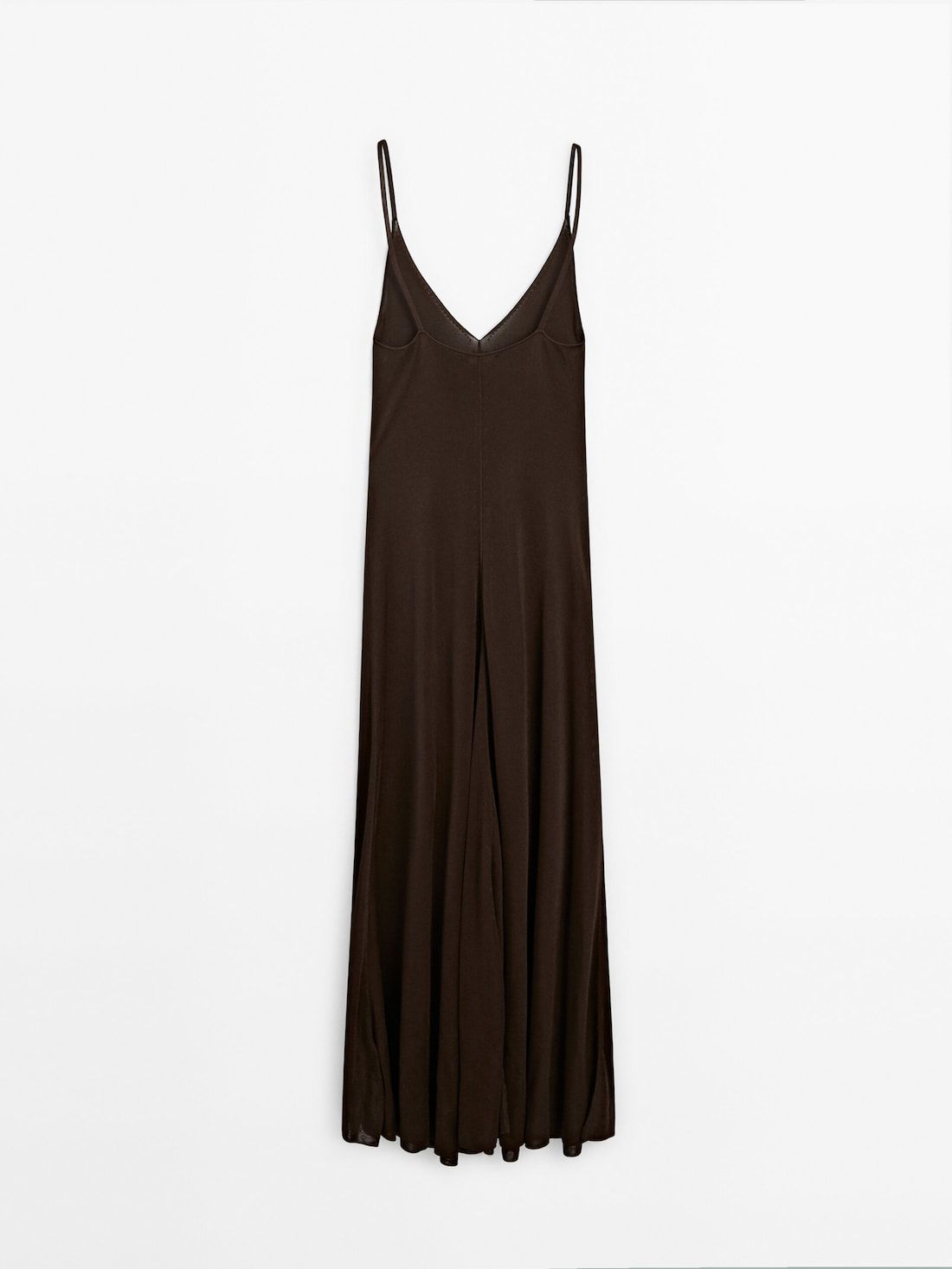Massimo Dutti Long Knit With Metallic Thread Women Dress Dark Brown | US-UI9048126