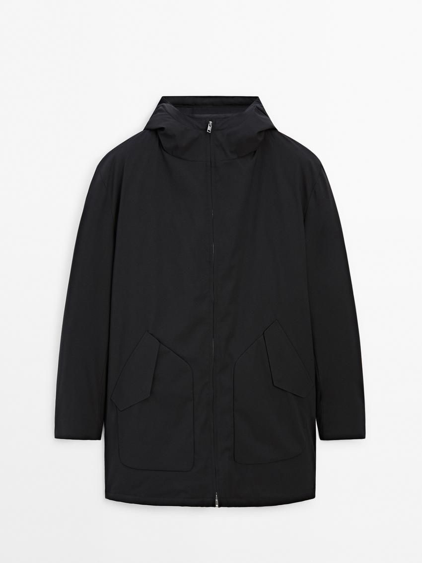 Massimo Dutti Long Lightweight Quilted Down Men Parka Navy | US-FZ4187209