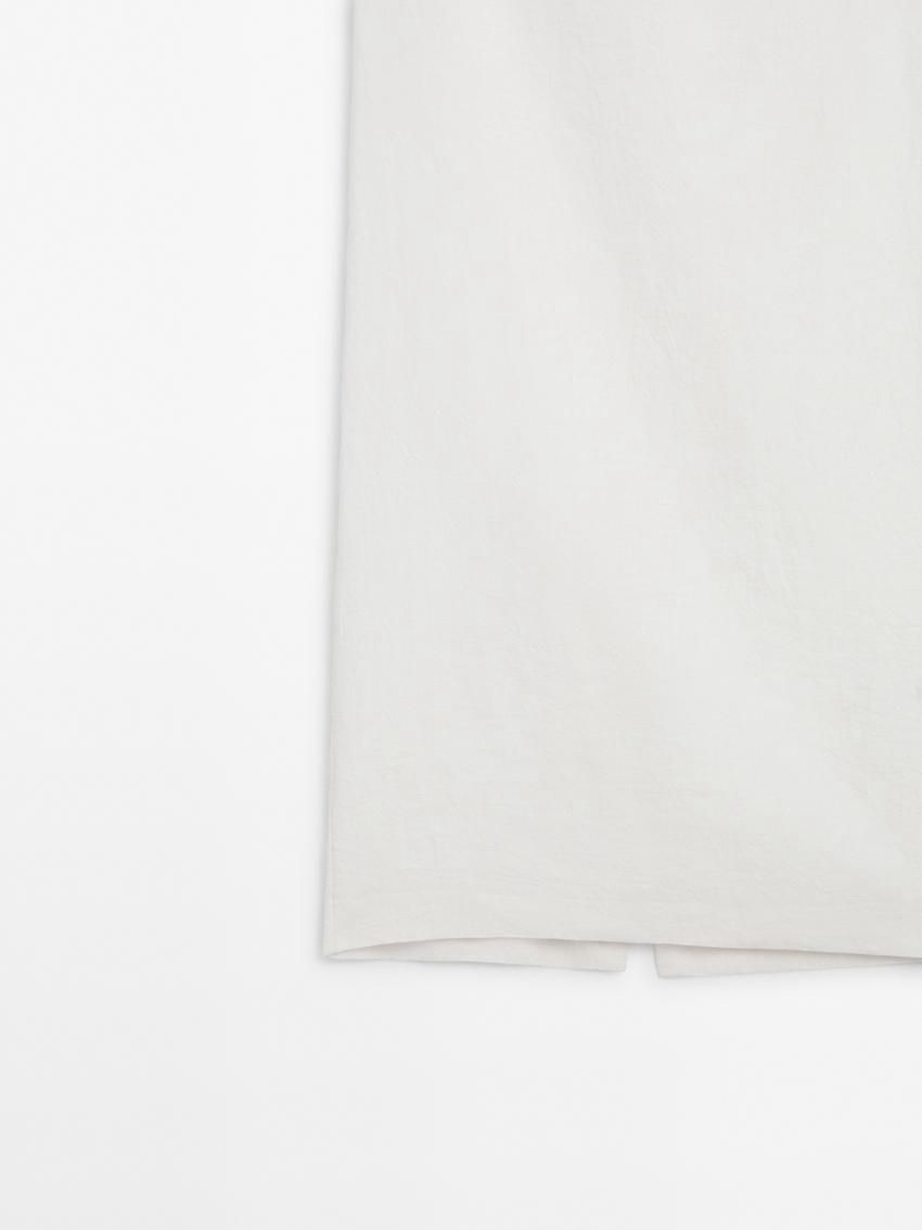 Massimo Dutti Long Linen Blend With Back Slit Women Skirts White | US-FA1562043