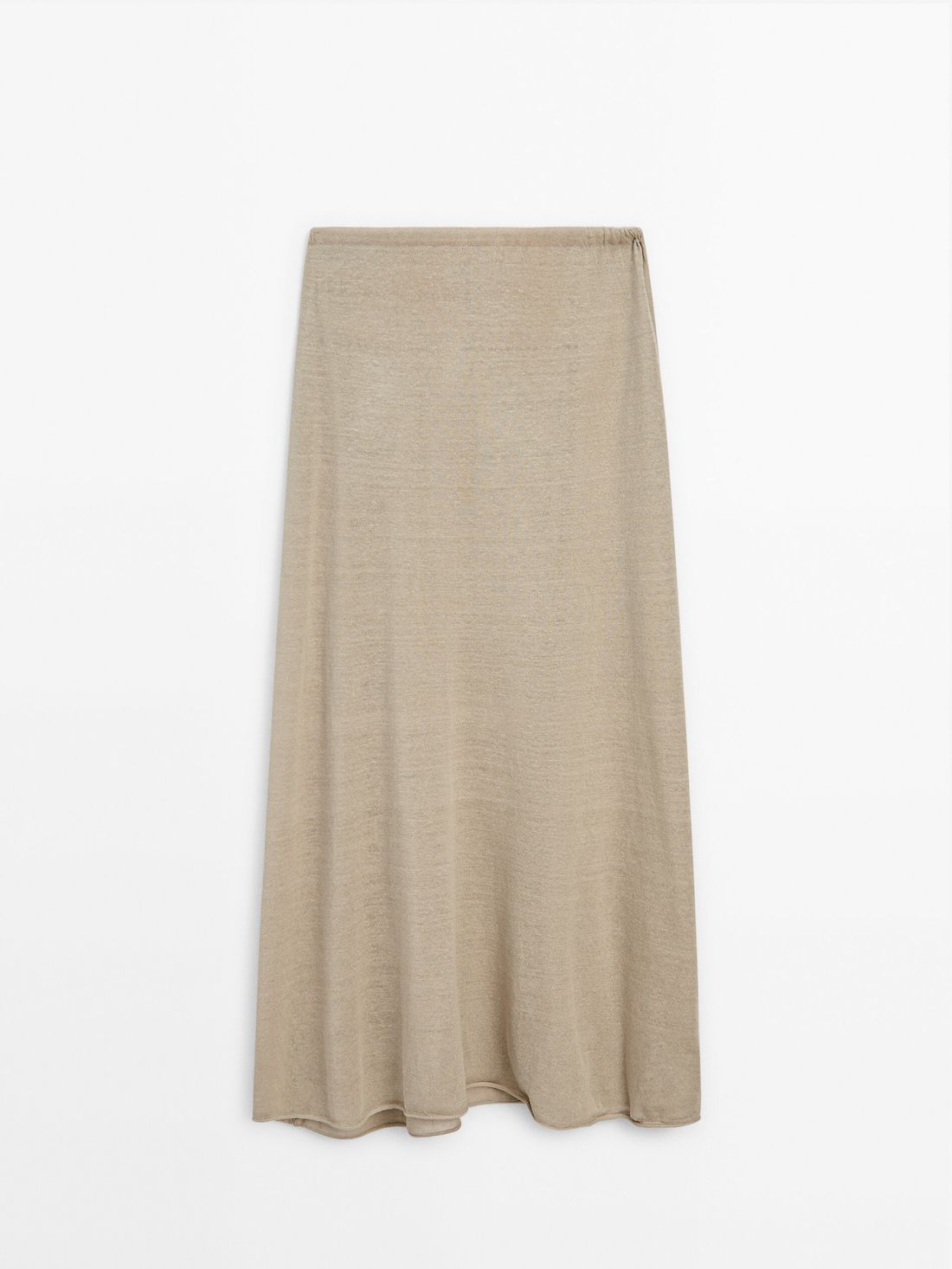 Massimo Dutti Long Linen Blend With Tie Detail Women Skirts Beige | US-KP1837209