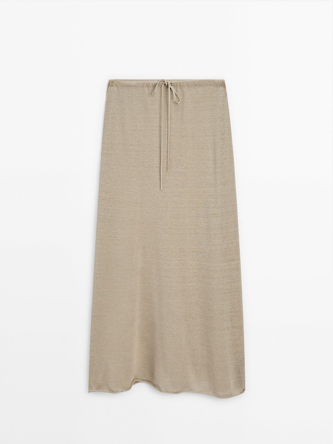 Massimo Dutti Long Linen Blend With Tie Detail Women Skirts Beige | US-KP1837209