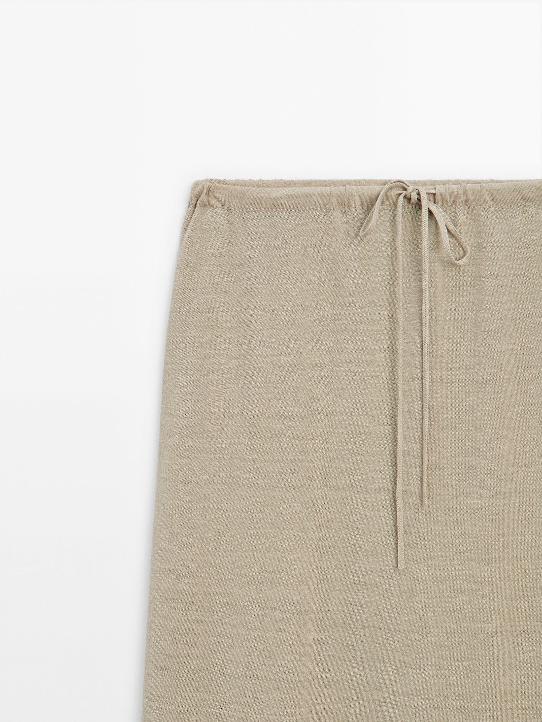 Massimo Dutti Long Linen Blend With Tie Detail Women Skirts Beige | US-KP1837209