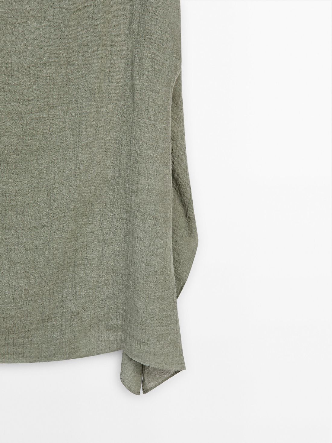 Massimo Dutti Long Linen With Asymmetric Neckline Women Dress Green | US-UE4219638