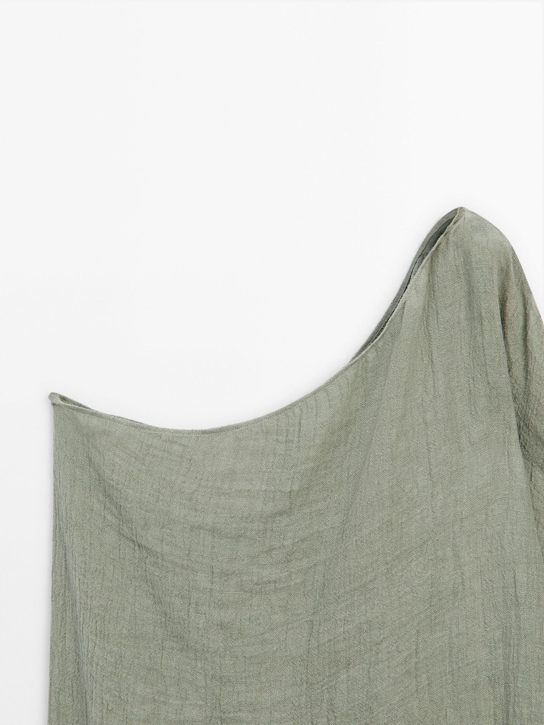 Massimo Dutti Long Linen With Asymmetric Neckline Women Dress Green | US-UE4219638