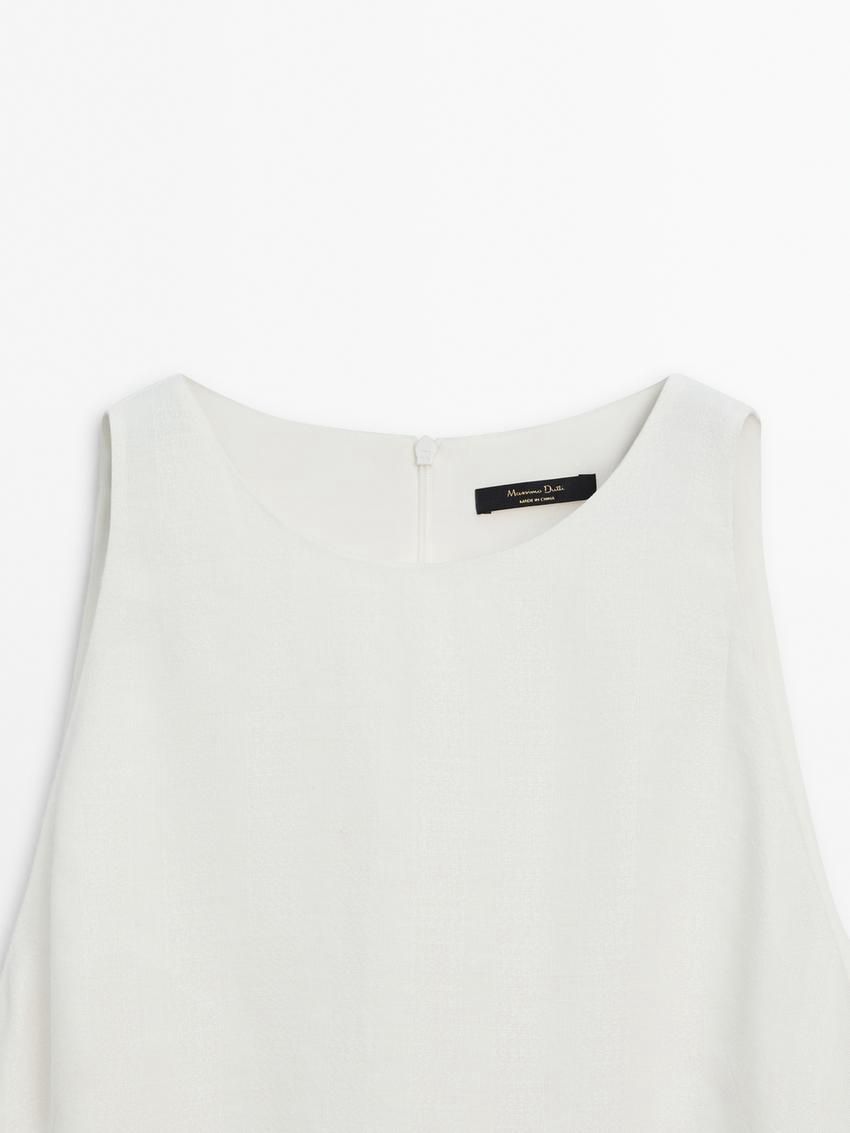 Massimo Dutti Long Linen With Fringe Detail Women Dress White | US-WX8527304