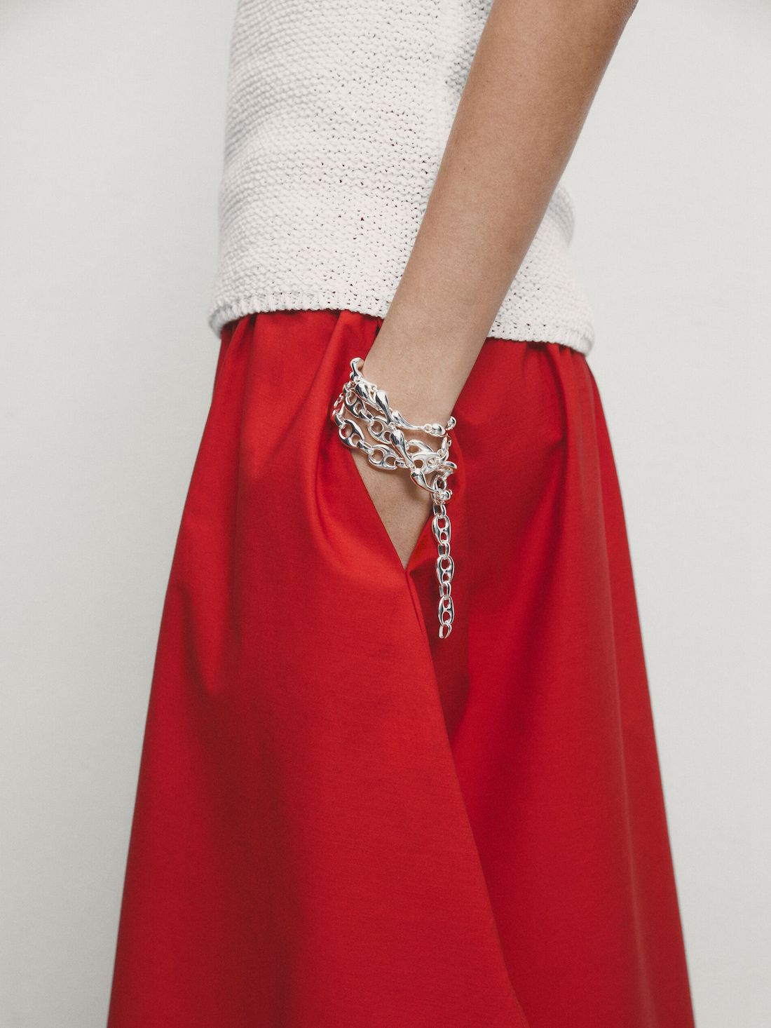 Massimo Dutti Long Maxi With Elasticated Waistband Women Skirts Red | US-JD5746309