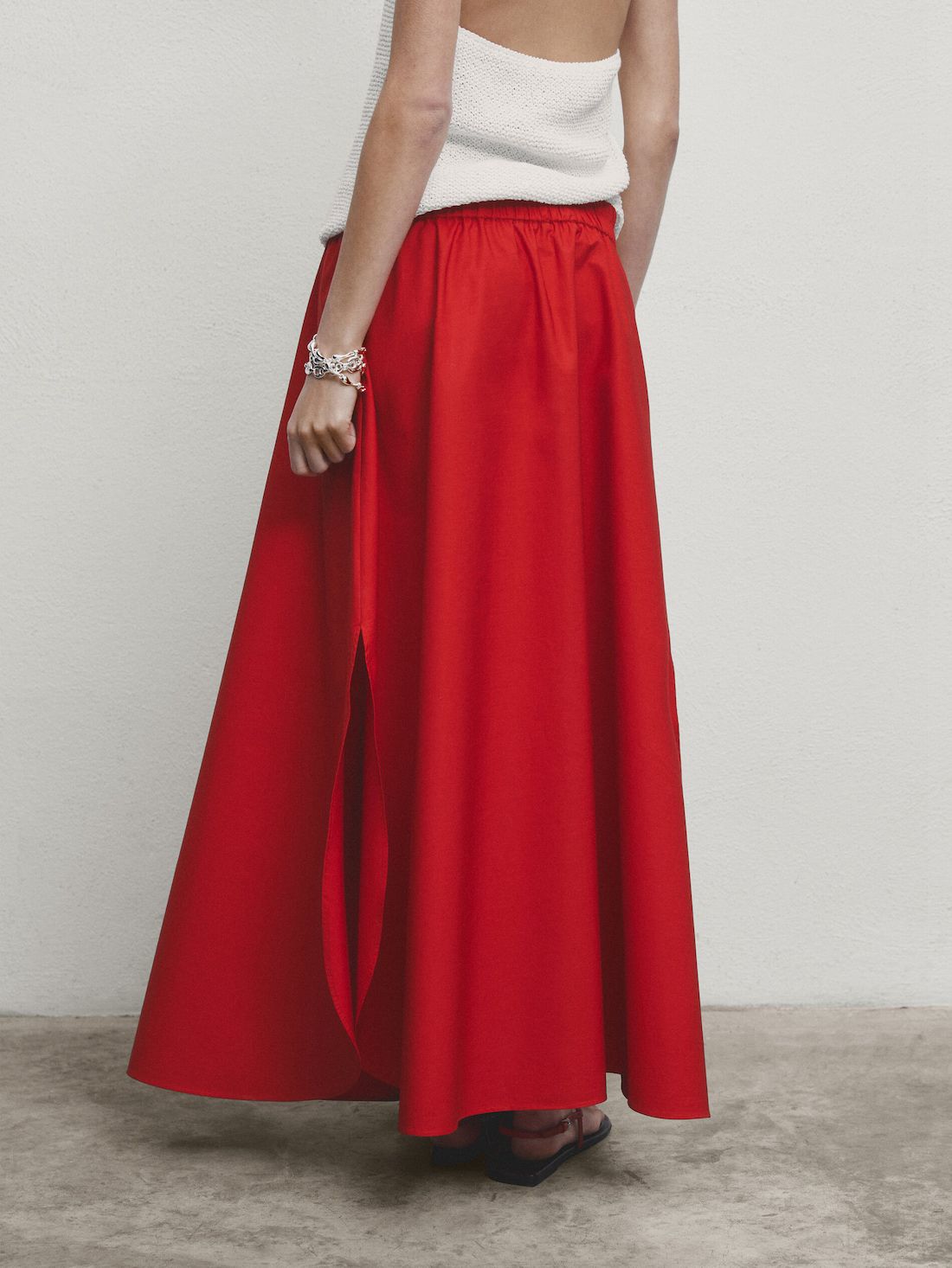 Massimo Dutti Long Maxi With Elasticated Waistband Women Skirts Red | US-JD5746309