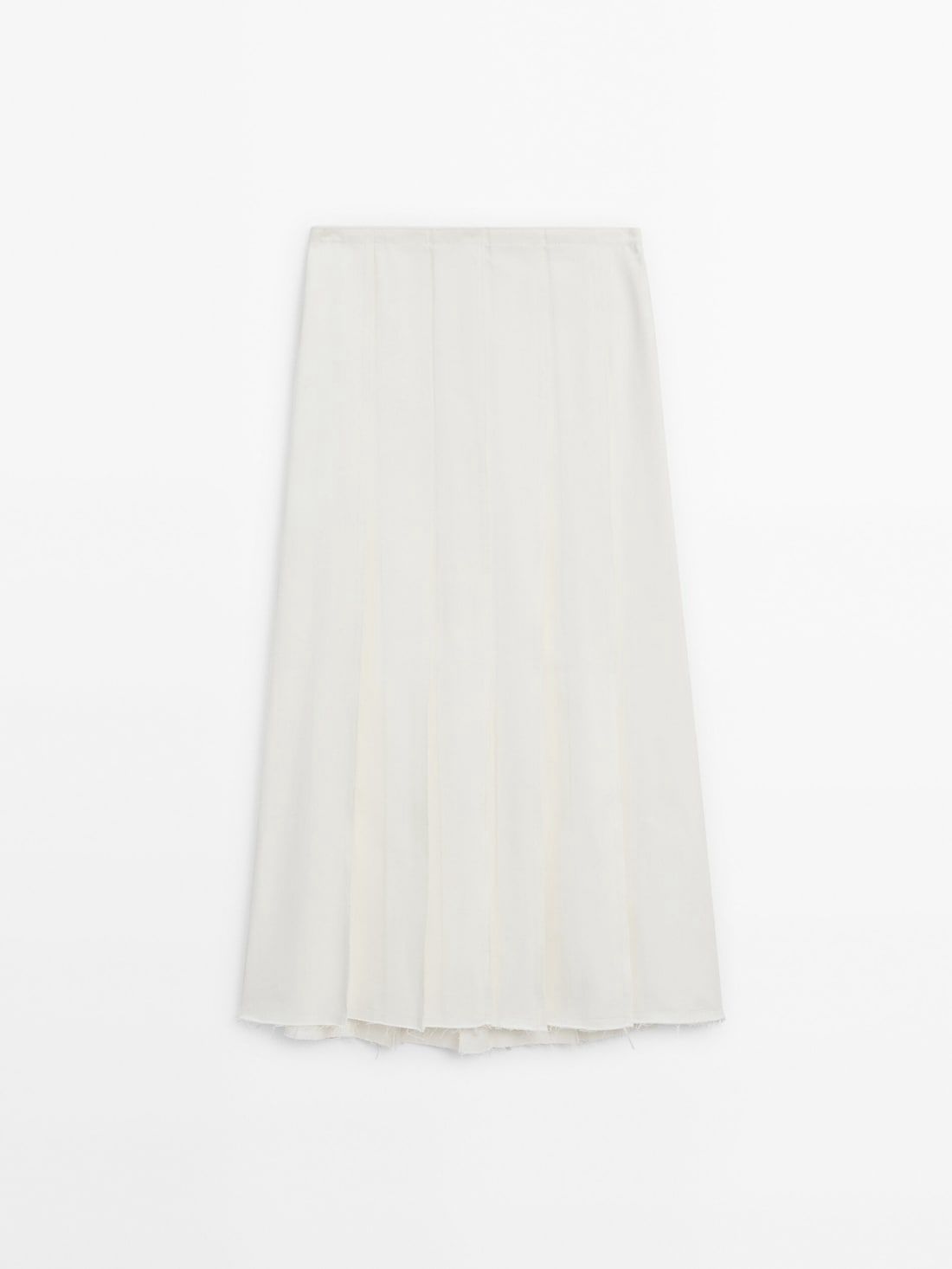 Massimo Dutti Long Pleated High-waist Denim Women Skirts Cream | US-IE9682350