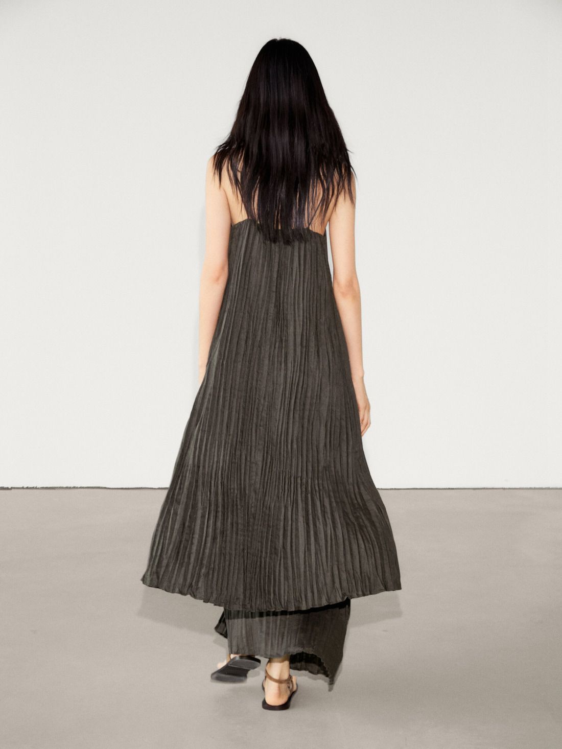 Massimo Dutti Long Pleated Women Skirts Dark Grey | US-WZ1837205