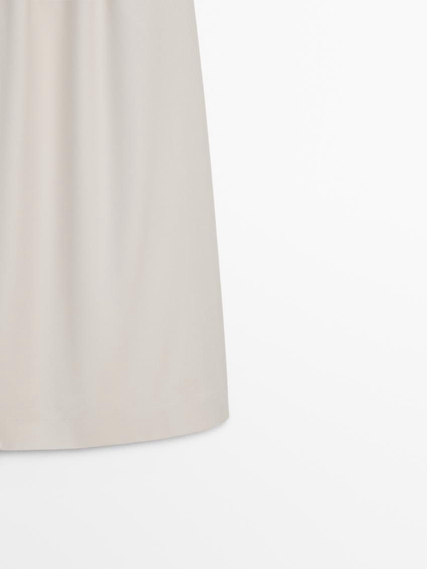 Massimo Dutti Long Poplin Maxi With Elastic Waistband Women Skirts Beige | US-PU3026897
