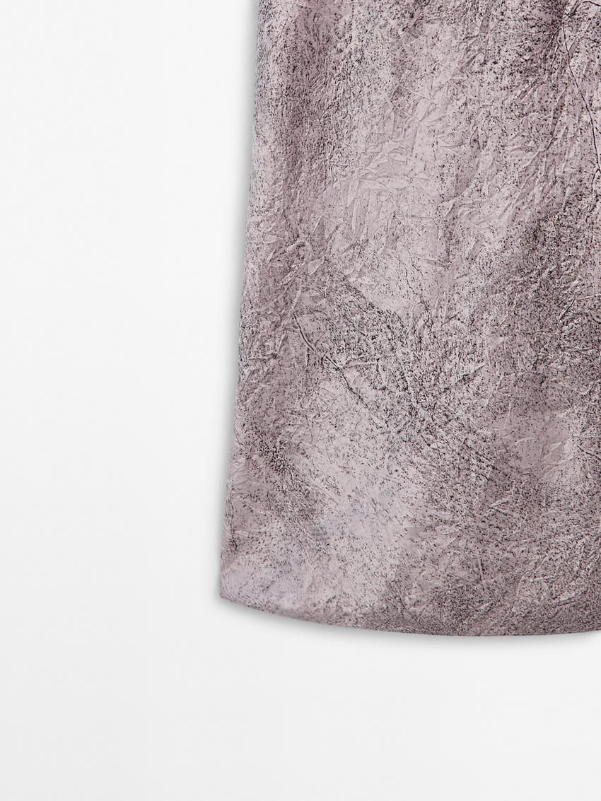 Massimo Dutti Long Printed Satin Women Dress Light Purple | US-JH7142659