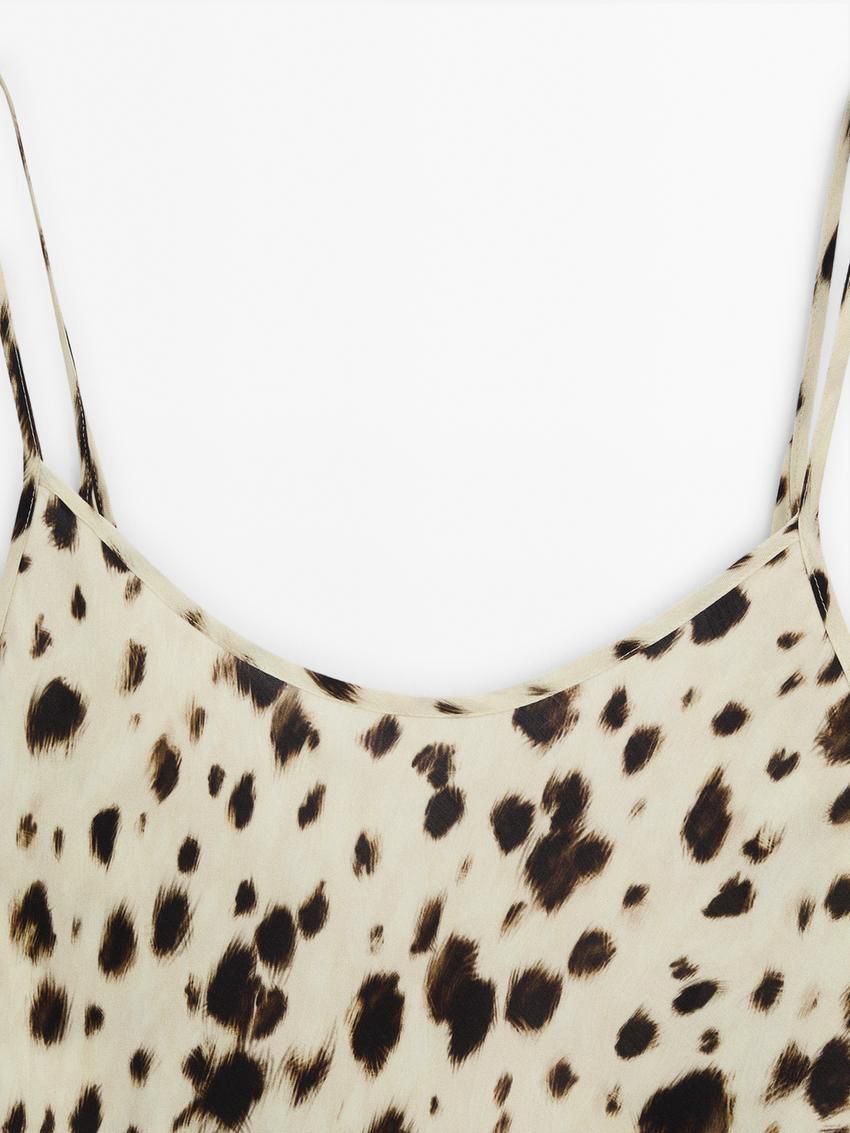 Massimo Dutti Long Printed Strappy Women Dress Leopard | US-BT9186507