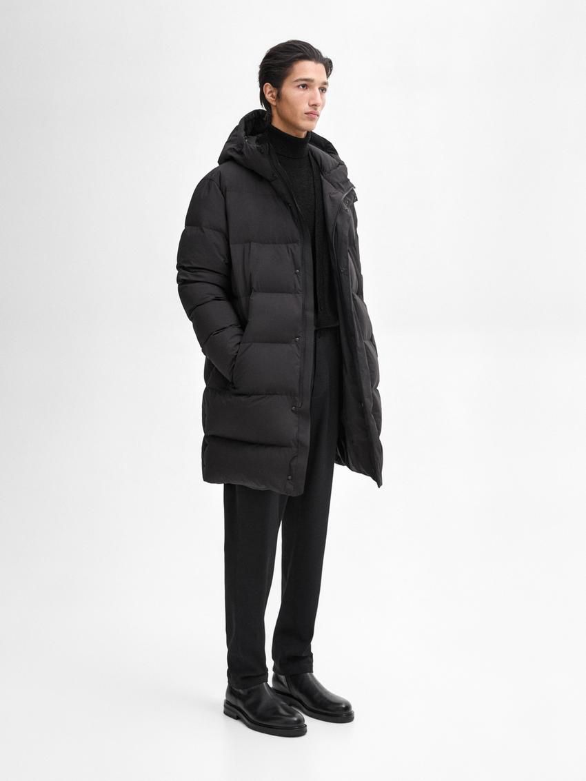 Massimo Dutti Long Puffer Down Men Coat Black | US-RA0862791