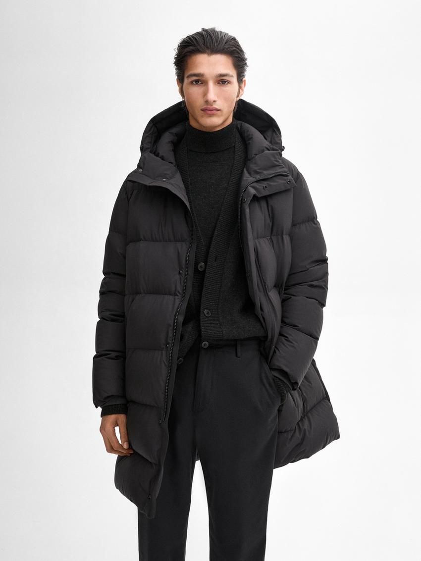 Massimo Dutti Long Puffer Down Men Coat Black | US-RA0862791