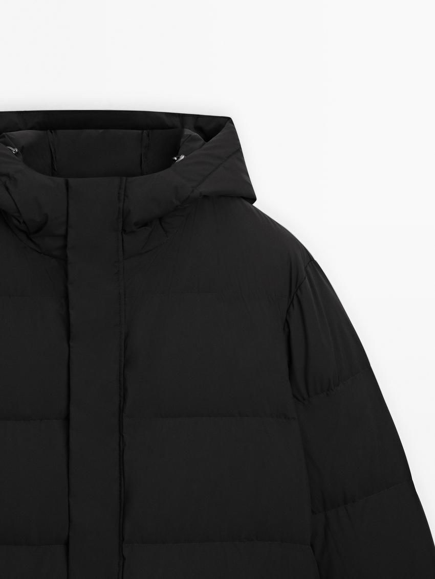 Massimo Dutti Long Puffer Down Men Coat Black | US-RA0862791