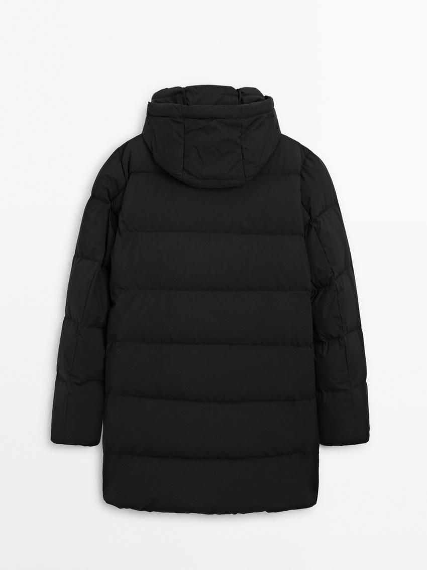 Massimo Dutti Long Puffer Down Men Coat Black | US-RA0862791