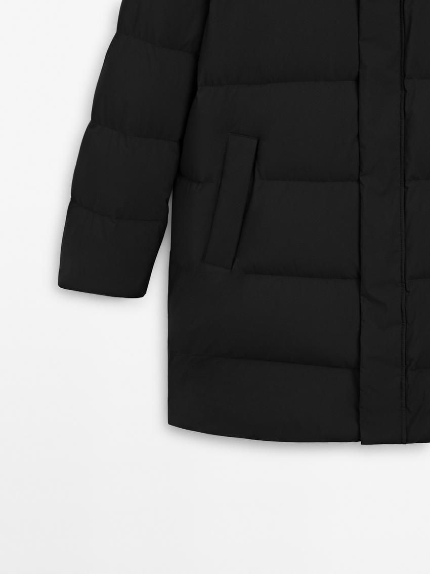 Massimo Dutti Long Puffer Down Men Coat Black | US-RA0862791