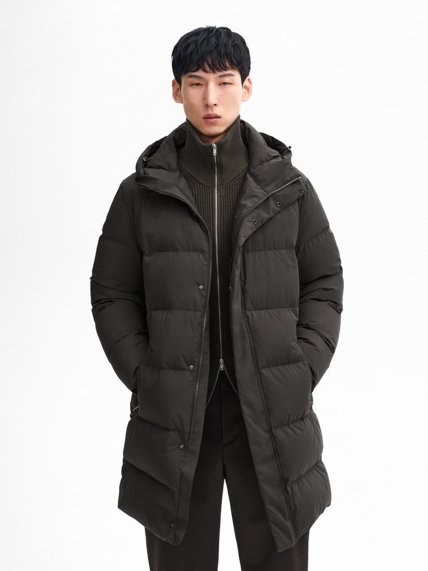 Massimo Dutti Long Puffer Down Men Coat Dark Grey | US-LD2781546