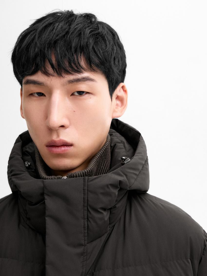 Massimo Dutti Long Puffer Down Men Coat Dark Grey | US-LD2781546