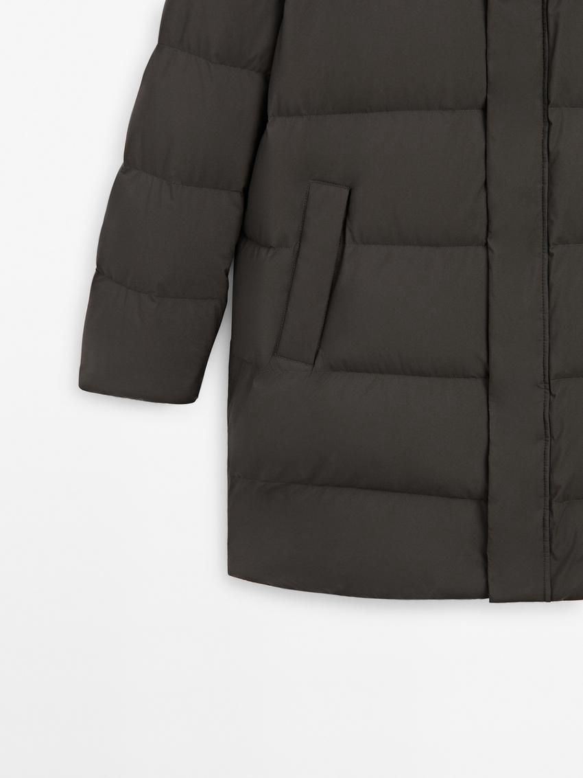 Massimo Dutti Long Puffer Down Men Coat Dark Grey | US-LD2781546