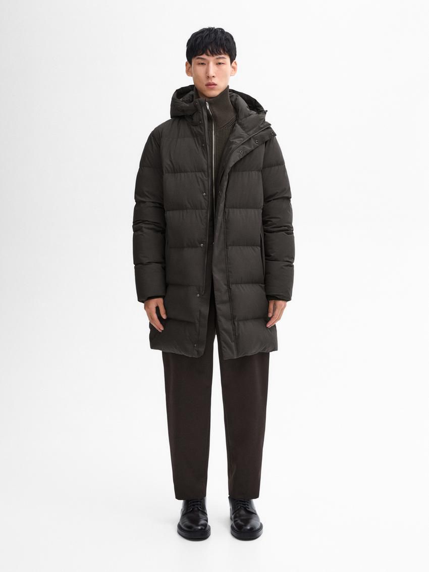 Massimo Dutti Long Puffer Down Men Coat Dark Grey | US-LD2781546