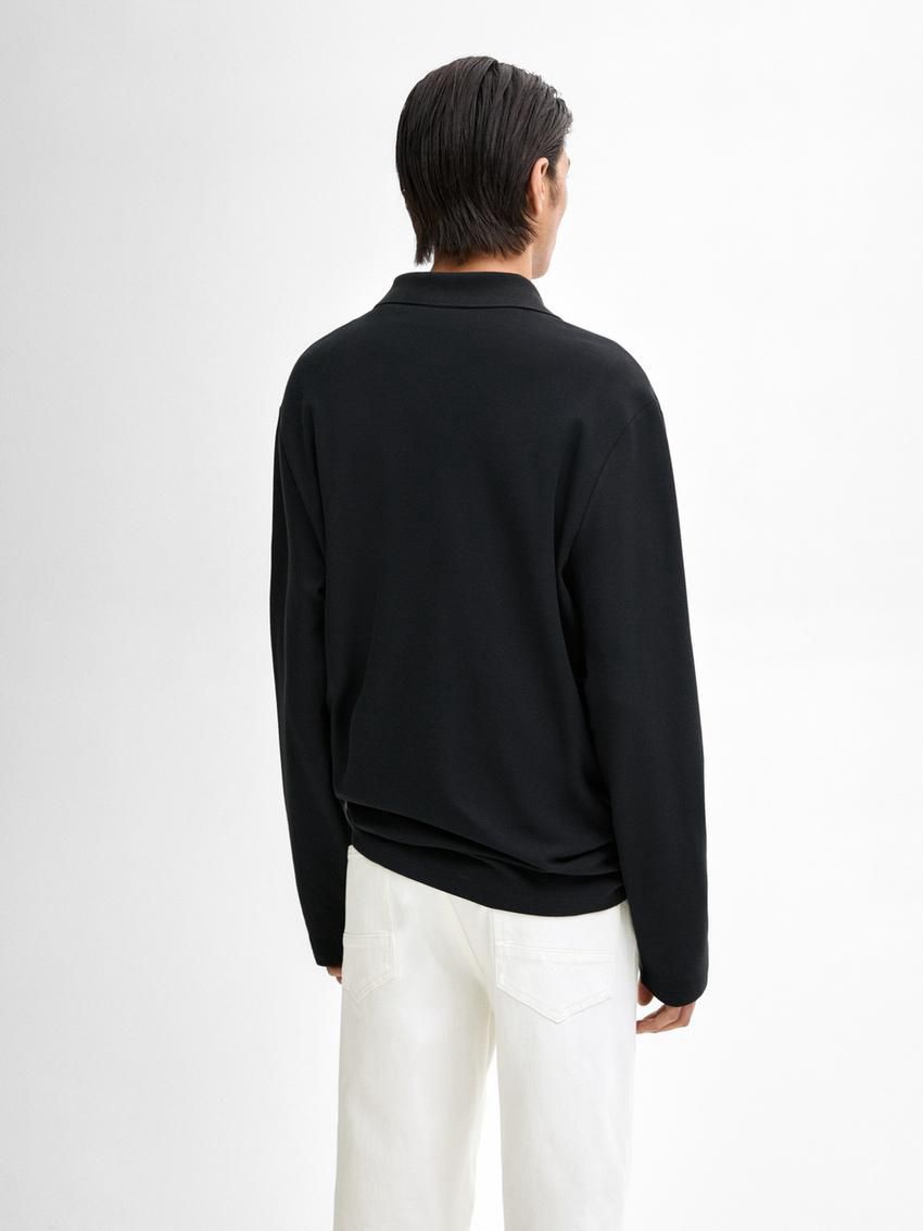 Massimo Dutti Long Sleeve Comfort Men Polo Shirt Dark Grey | US-CO1893674