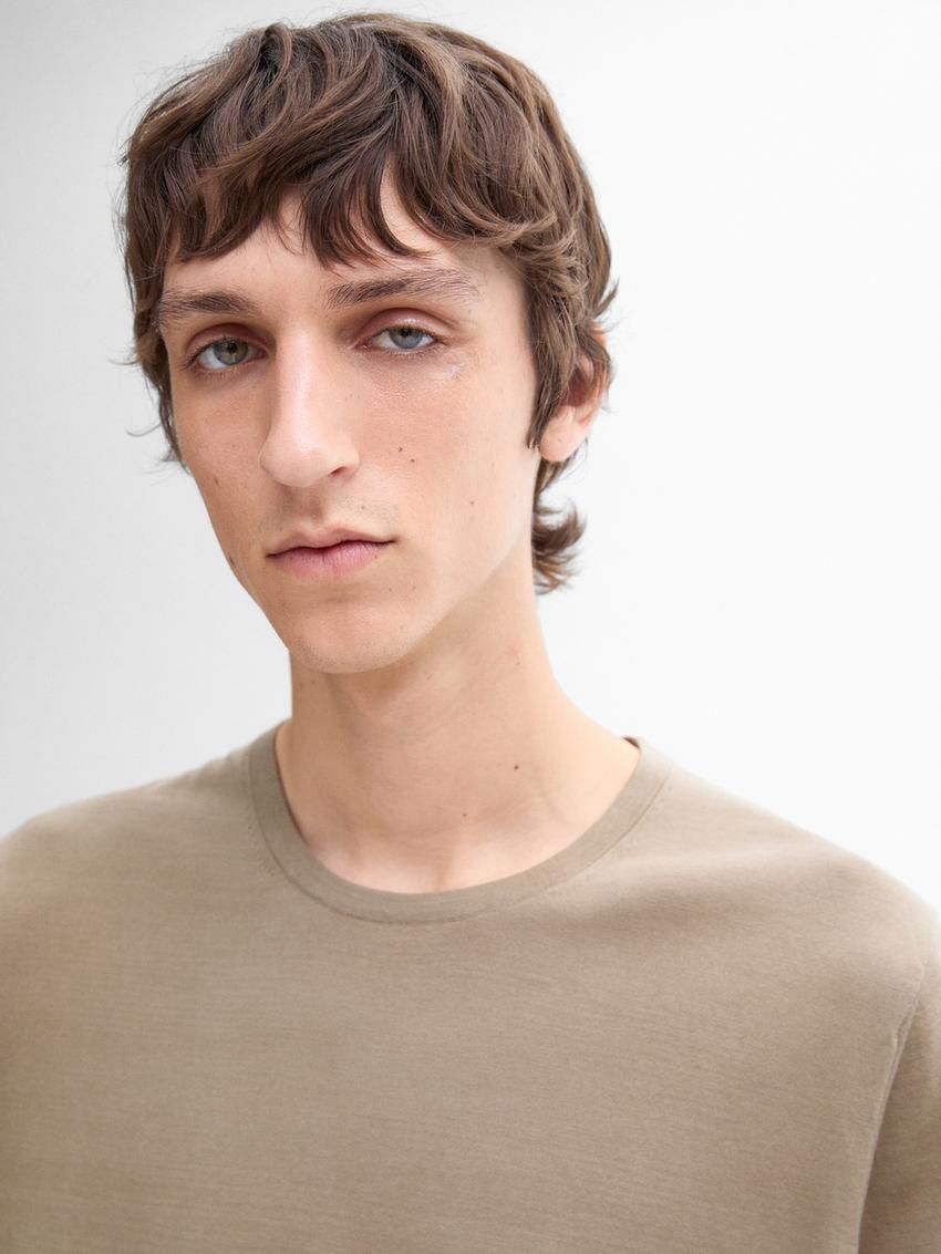Massimo Dutti Long Sleeve Cotton Knit Men Sweater Khaki | US-DT8730125