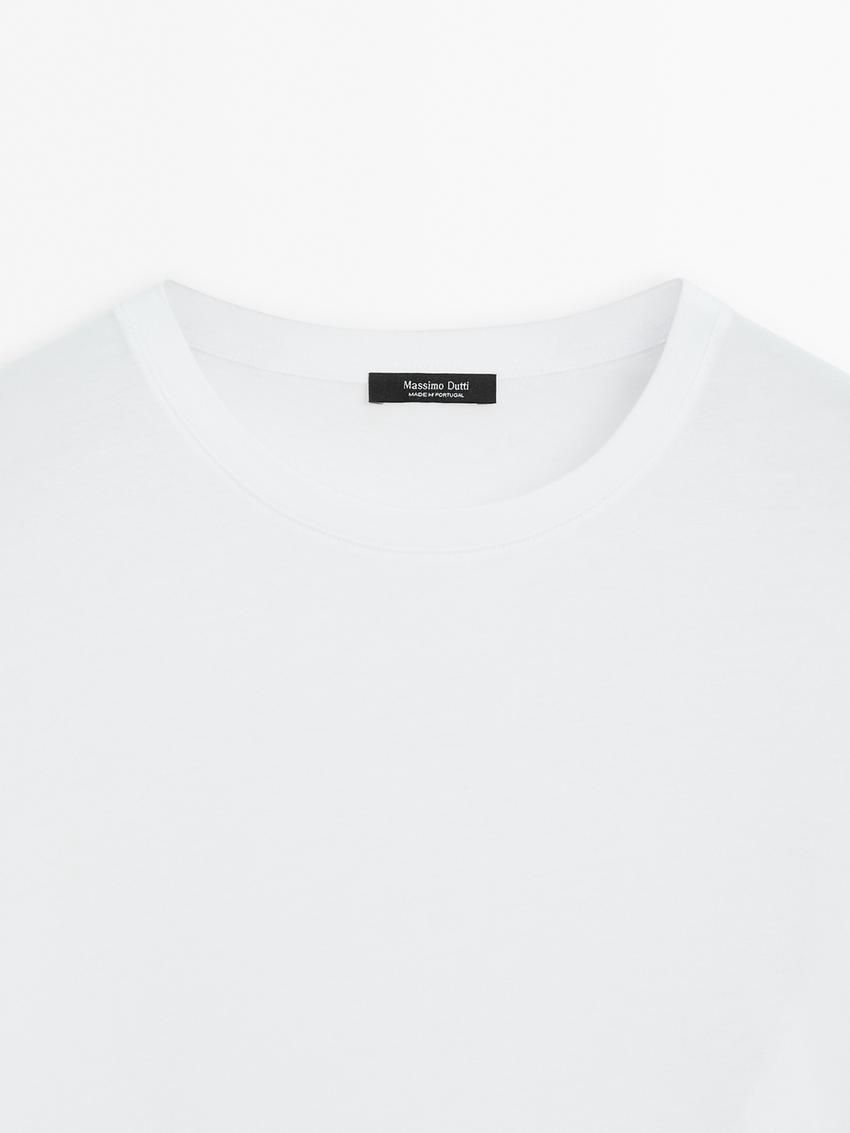 Massimo Dutti Long Sleeve Cotton Women T-Shirt White | US-KQ7682915