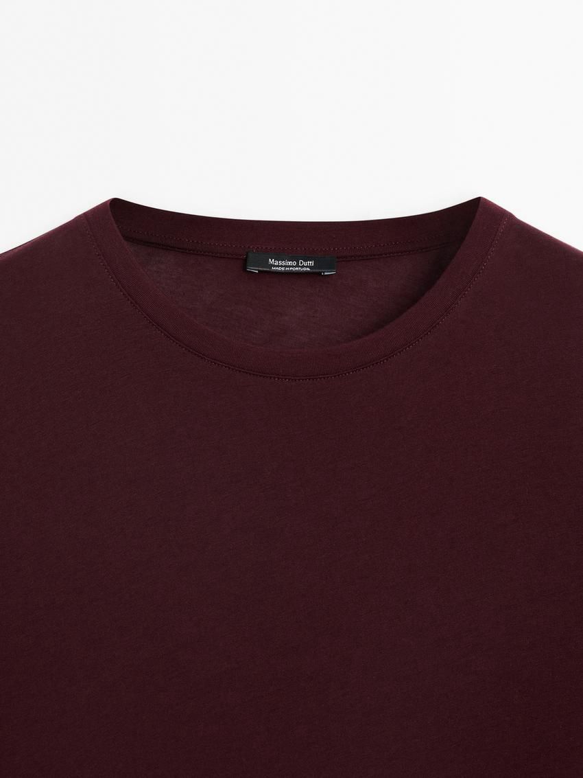 Massimo Dutti Long Sleeve Cotton Women T-Shirt Burgundy | US-FV7895620