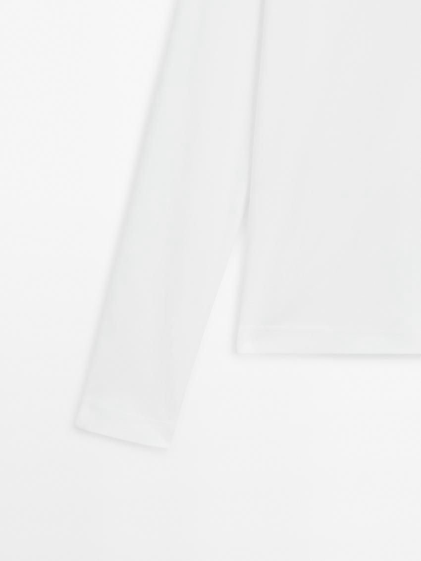 Massimo Dutti Long Sleeve Cotton Women T-Shirt White | US-YO5719823