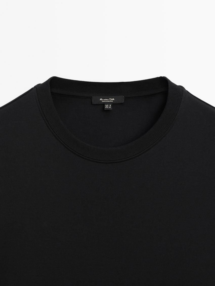 Massimo Dutti Long Sleeve Cotton Women T-Shirt Black | US-EA6157438