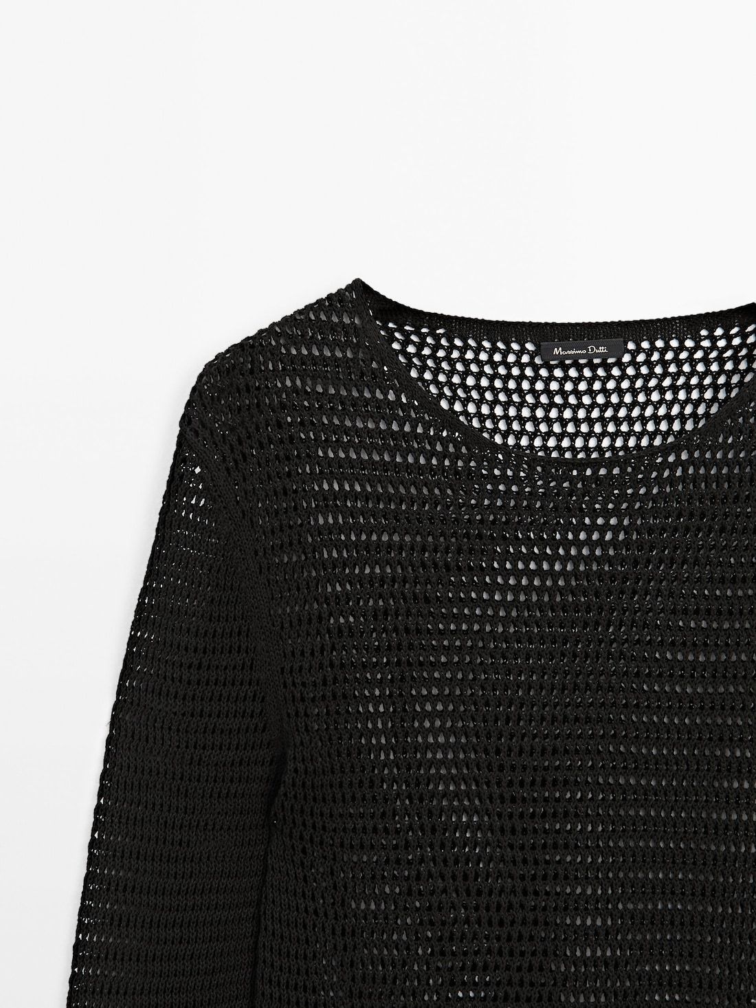 Massimo Dutti Long Sleeve Cutwork Women Sweater Black | US-RF3701968