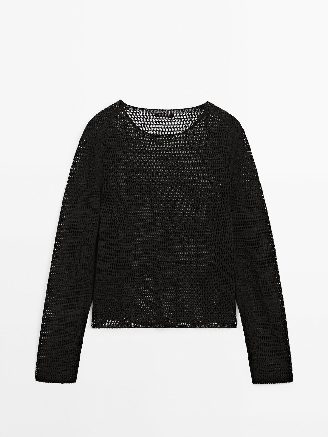 Massimo Dutti Long Sleeve Cutwork Women Sweater Black | US-RF3701968