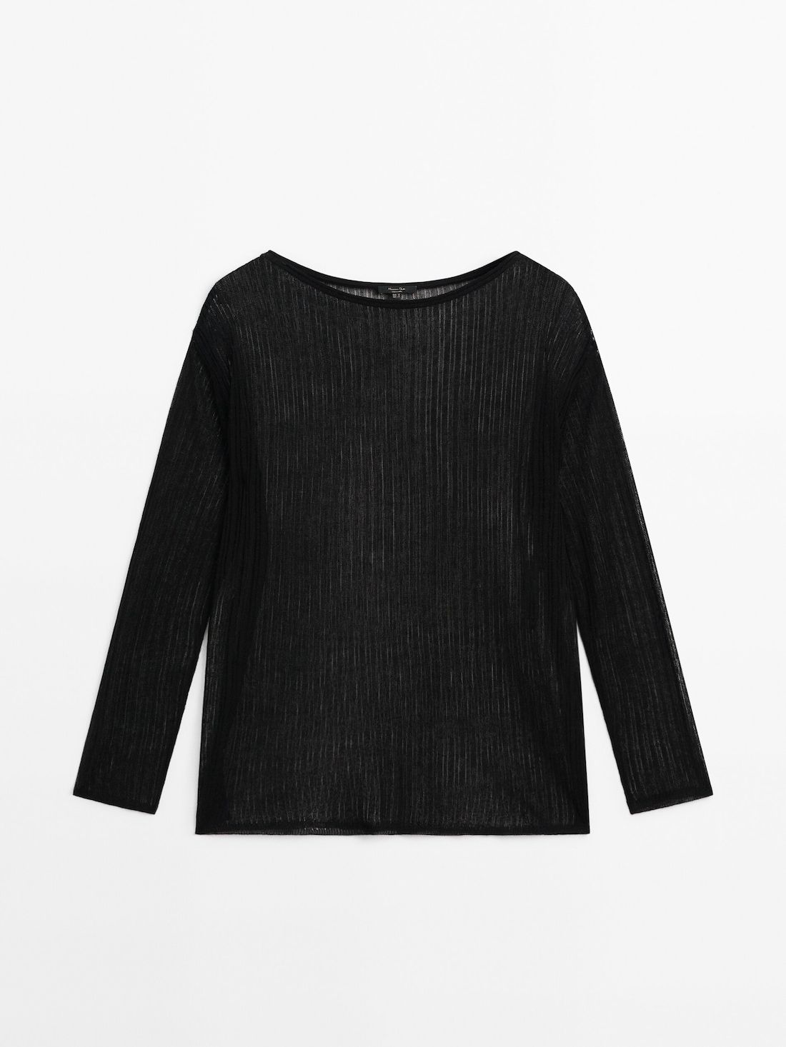 Massimo Dutti Long Sleeve Open Knit Women T-Shirt Black | US-NV2095483