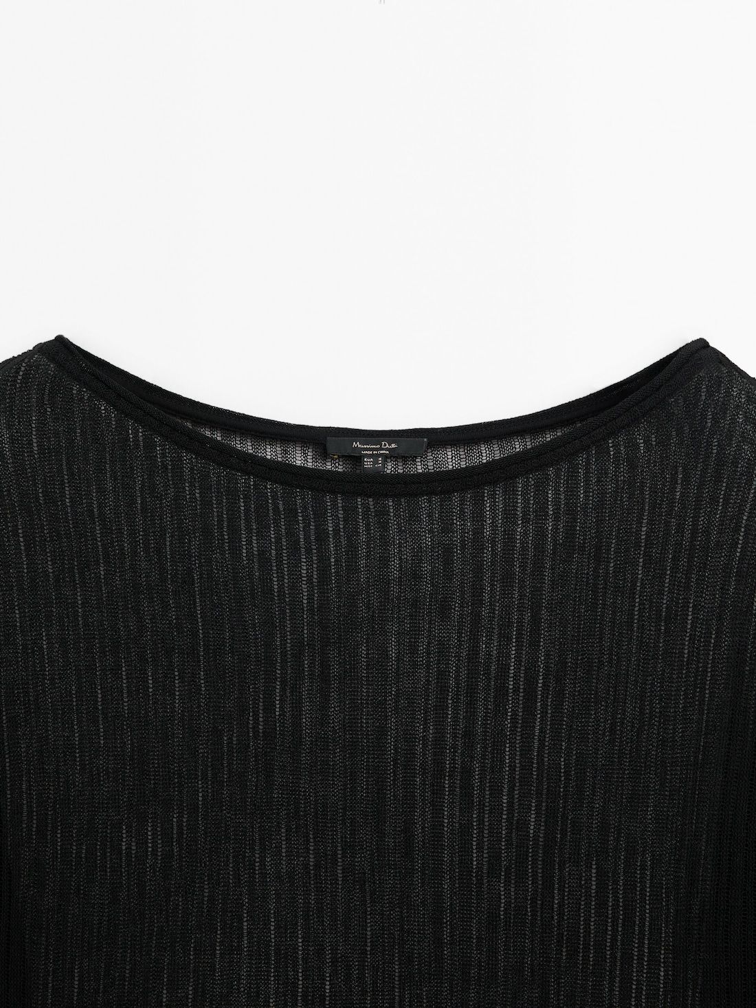 Massimo Dutti Long Sleeve Open Knit Women T-Shirt Black | US-NV2095483