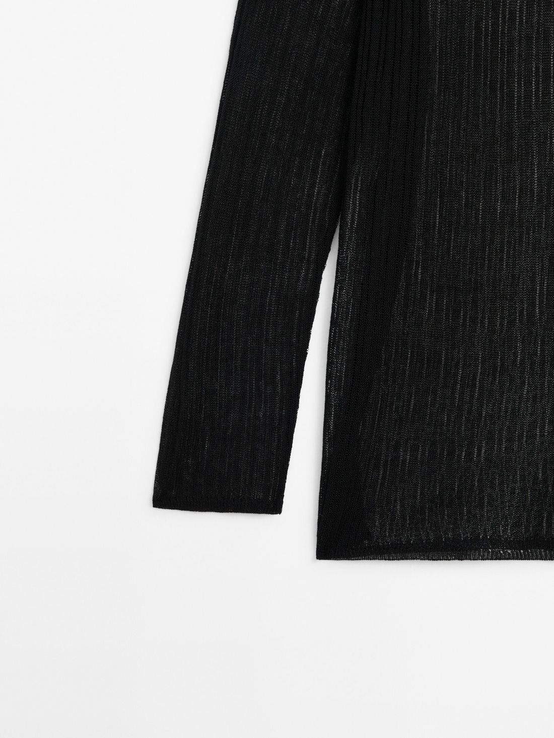Massimo Dutti Long Sleeve Open Knit Women T-Shirt Black | US-NV2095483