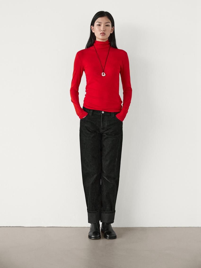 Massimo Dutti Long Sleeve Wool Women T-Shirt Red | US-YC8439710