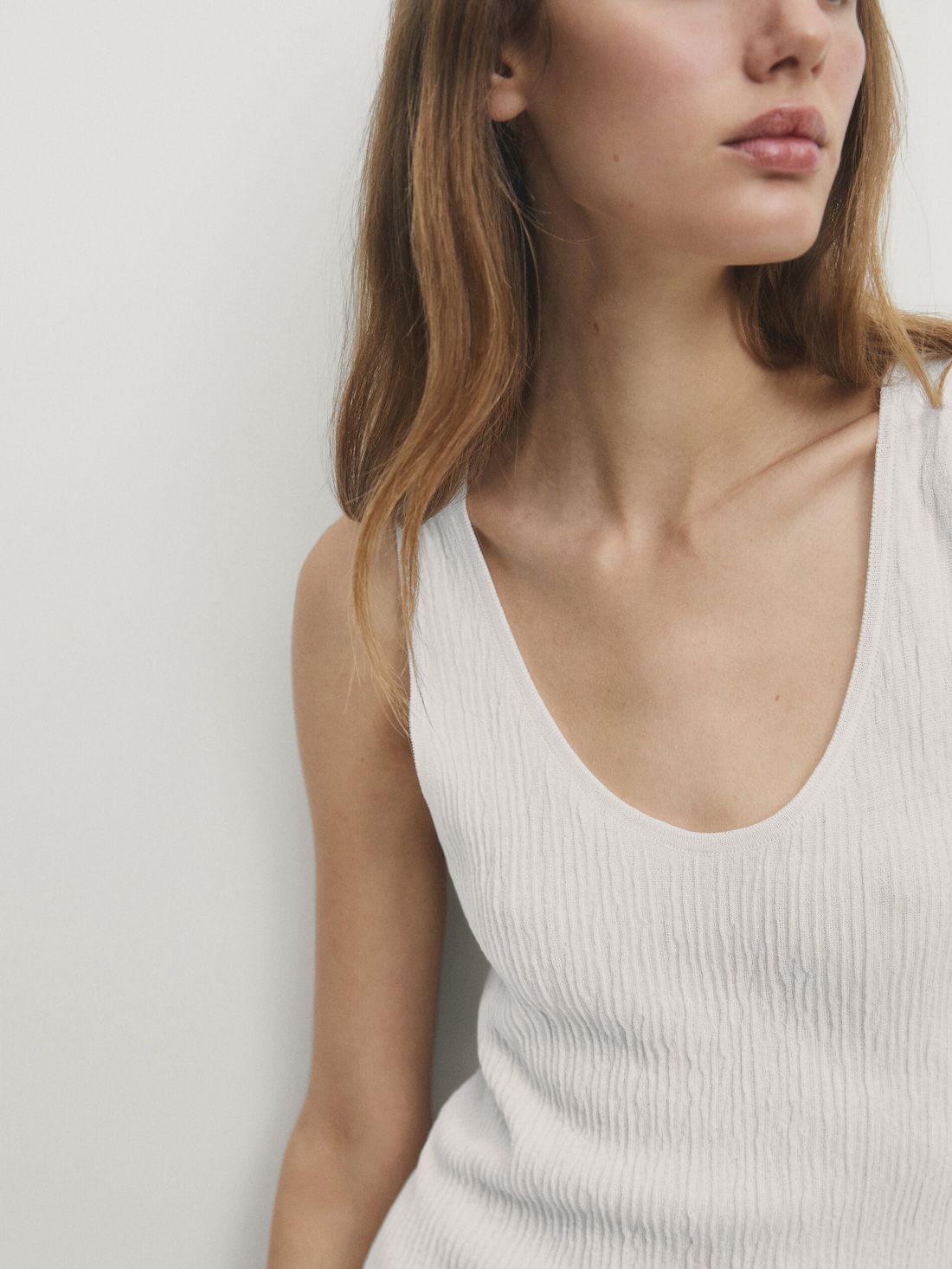 Massimo Dutti Long Strappy With Double Fabric Women Dress White | US-PB6093248