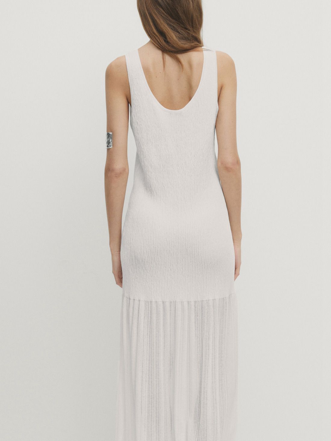 Massimo Dutti Long Strappy With Double Fabric Women Dress White | US-PB6093248