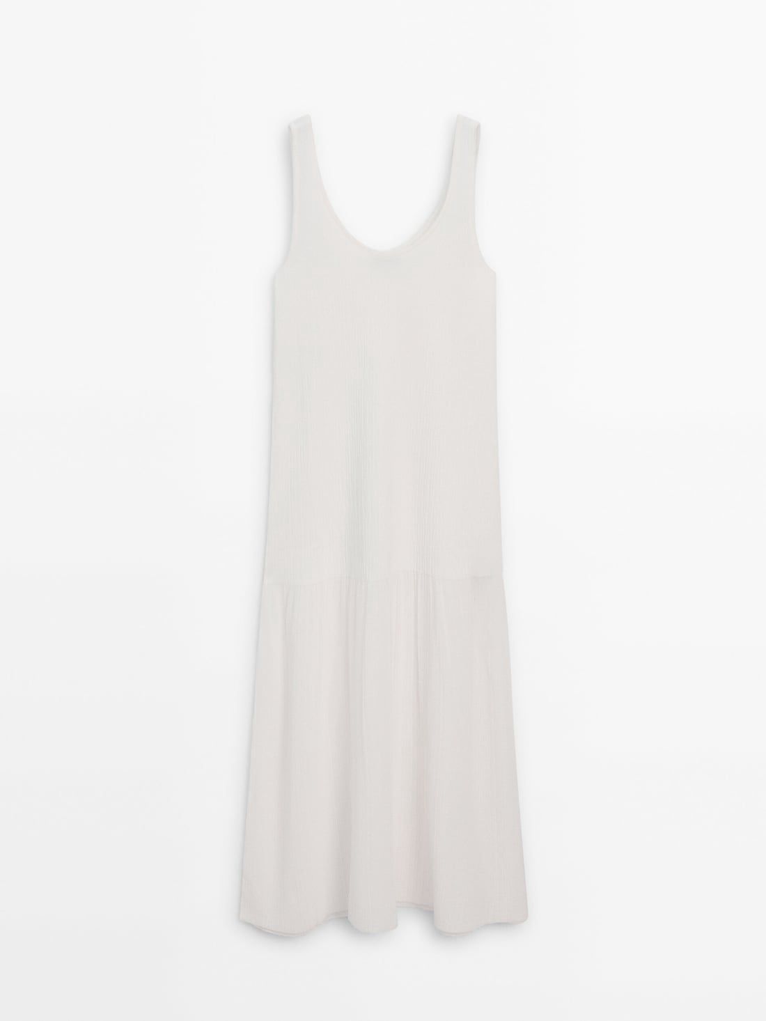 Massimo Dutti Long Strappy With Double Fabric Women Dress White | US-PB6093248