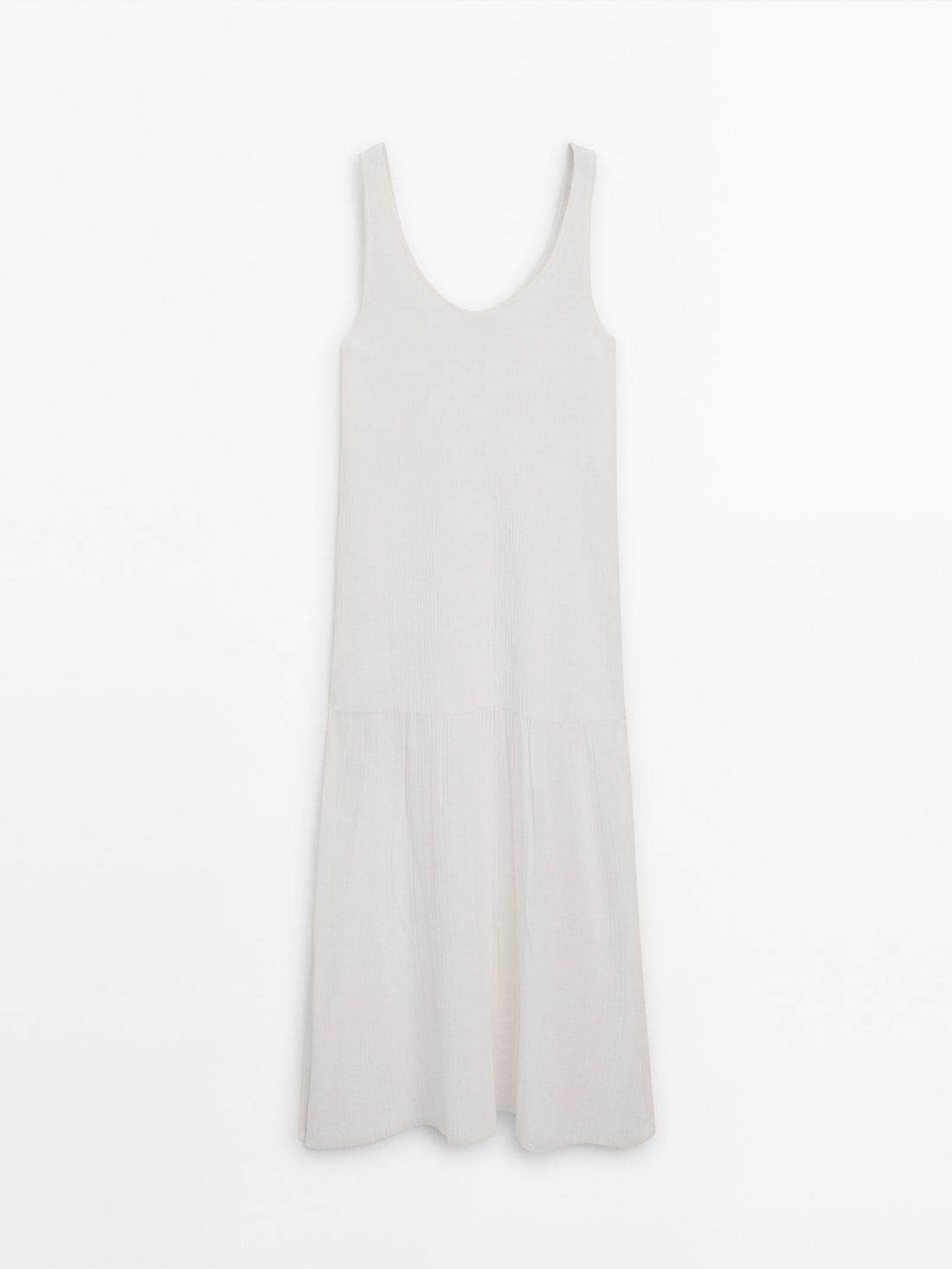 Massimo Dutti Long Strappy With Double Fabric Women Dress White | US-PB6093248