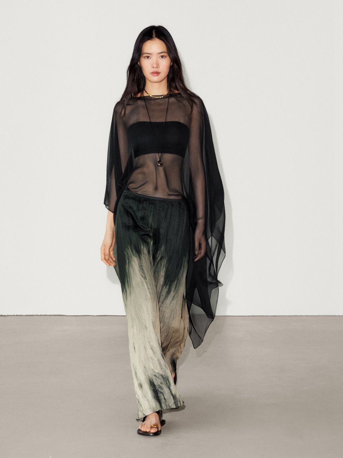 Massimo Dutti Long Tie-dye Print Women Skirts Green | US-HQ7186392