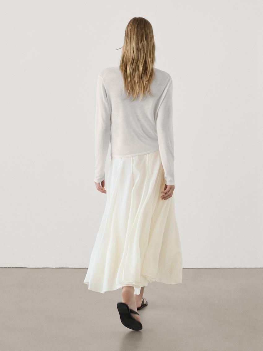 Massimo Dutti Long Voluminous With Seams Women Skirts Cream | US-ZF6237095