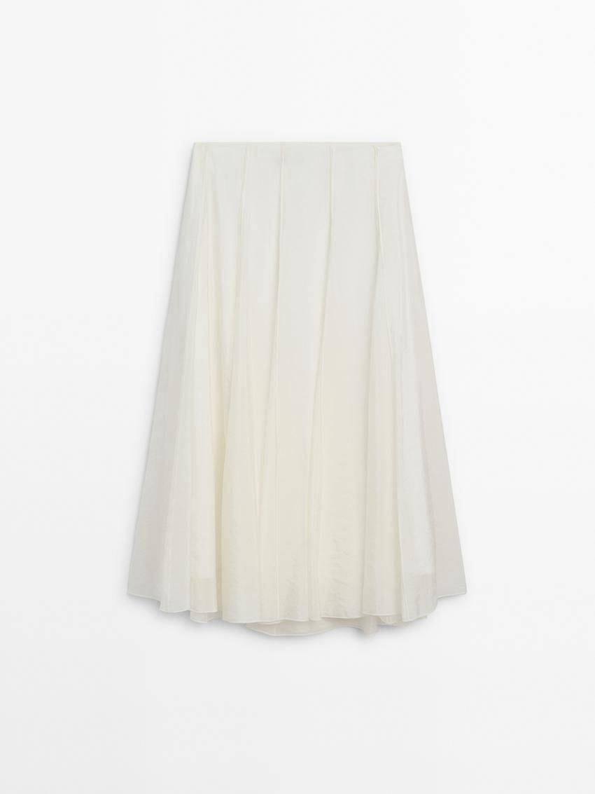 Massimo Dutti Long Voluminous With Seams Women Skirts Cream | US-ZF6237095