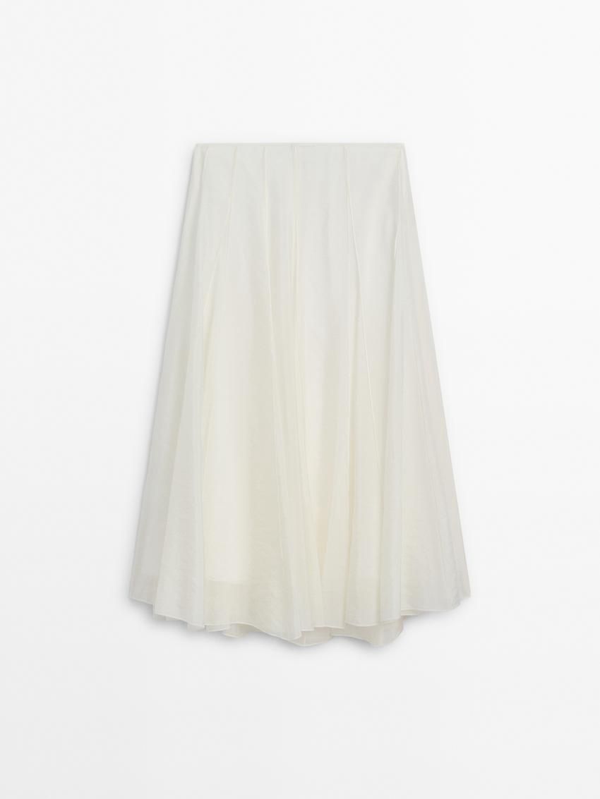 Massimo Dutti Long Voluminous With Seams Women Skirts Cream | US-ZF6237095