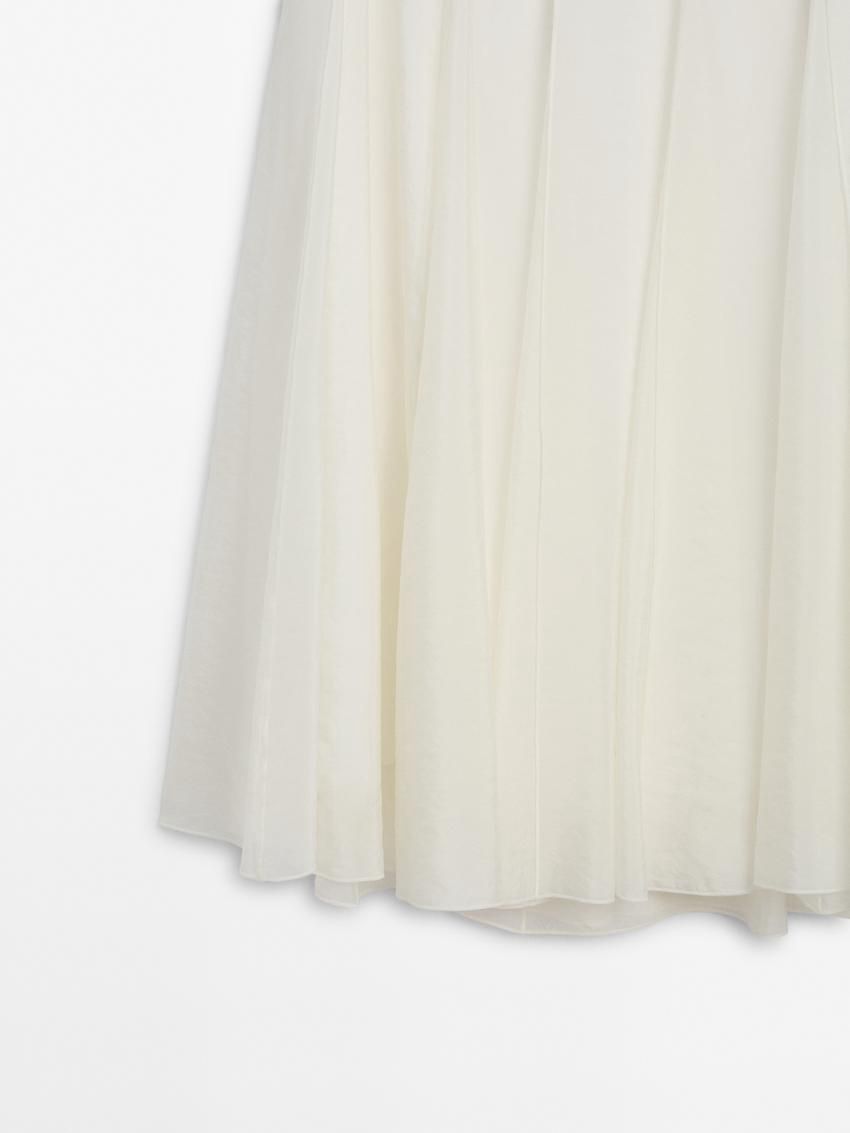 Massimo Dutti Long Voluminous With Seams Women Skirts Cream | US-ZF6237095