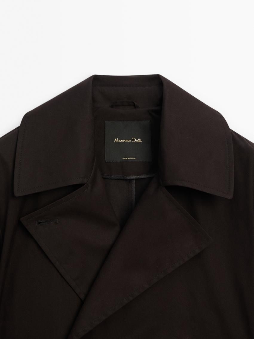 Massimo Dutti Long With Belt And Yoke Detail Women Trench Coat Dark Brown | US-IW9581672