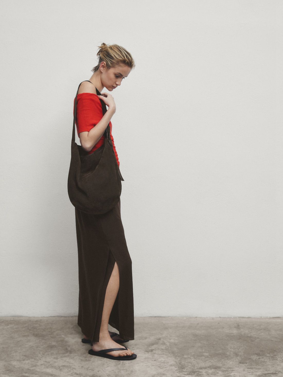 Massimo Dutti Long With Drawstring Detail Women Skirts Chocolate | US-KZ8379016